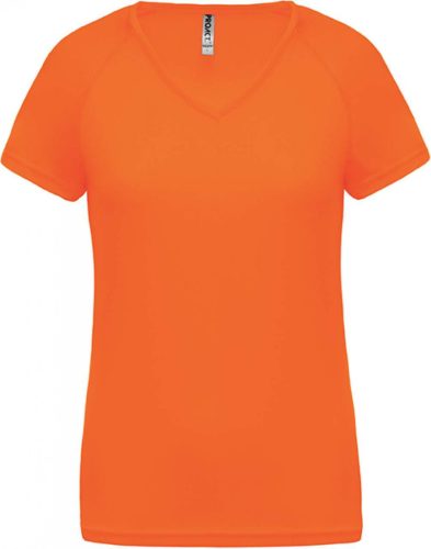 Proact PA477 női v-nyakú rövid ujjú sport póló - Fluorescent Orange