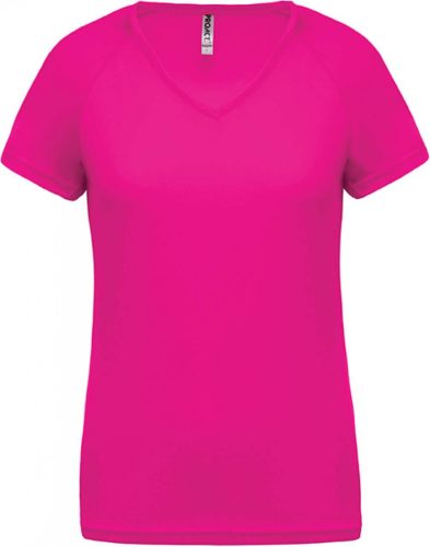 Proact PA477 női v-nyakú rövid ujjú sport póló - Fuchsia