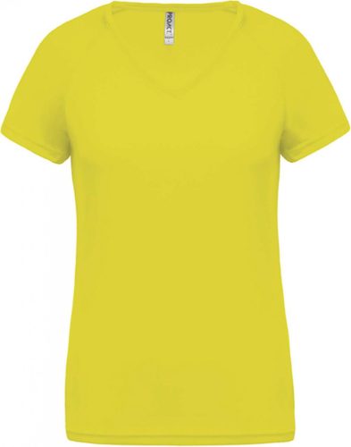 Proact PA477 női v-nyakú rövid ujjú sport póló - Fluorescent Yellow