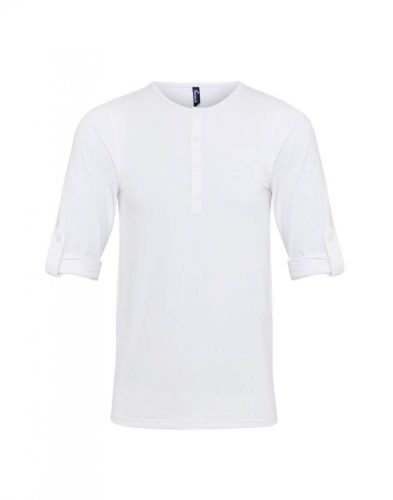 Premier PR218 férfi felhajtott ujjú póló - White