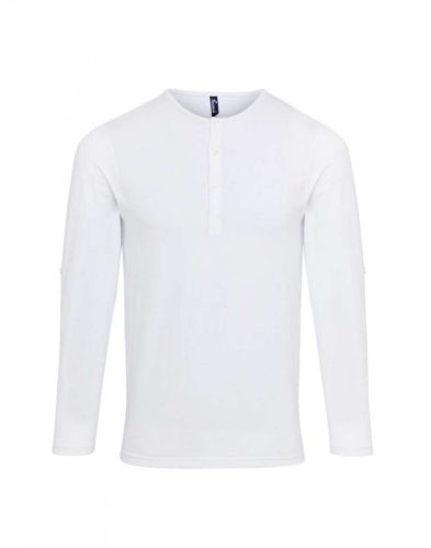 Premier PR218 férfi felhajtott ujjú póló - White