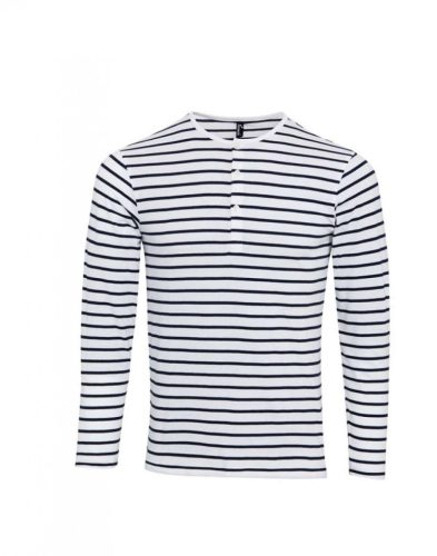 Premier PR218 férfi felhajtott ujjú póló - White/Navy