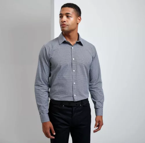 Premier PR220 MEN'S LONG SLEEVE GINGHAM COTTON MICROCHECK SHIRT 3XL