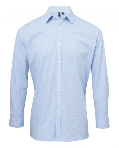 Premier PR220 MEN'S LONG SLEEVE GINGHAM COTTON MICROCHECK SHIRT 3XL