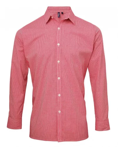 Premier PR220 MEN'S LONG SLEEVE GINGHAM COTTON MICROCHECK SHIRT 3XL