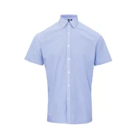   Premier PR221 MEN'S SHORT SLEEVE GINGHAM COTTON MICROCHECK SHIRT L