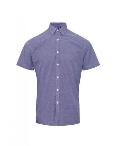 Premier PR221 MEN'S SHORT SLEEVE GINGHAM COTTON MICROCHECK SHIRT XS