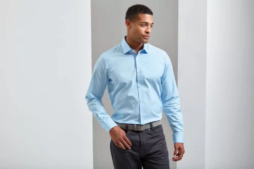 Premier PR244 MEN'S STRETCH-FIT COTTON POPLIN LONG SLEEVE SHIRT L