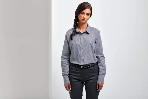 Premier PR320 WOMEN'S LONG SLEEVE GINGHAM MICROCHECK SHIRT 3XL