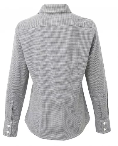 Premier PR320 WOMEN'S LONG SLEEVE GINGHAM MICROCHECK SHIRT M