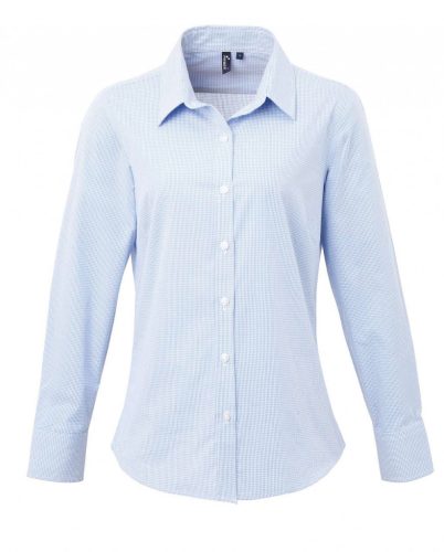 Premier PR320 WOMEN'S LONG SLEEVE GINGHAM MICROCHECK SHIRT M