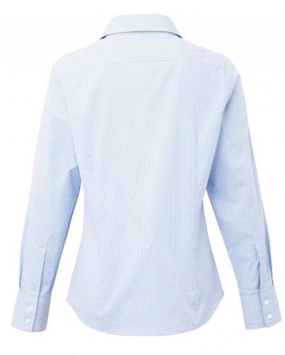 Premier PR320 WOMEN'S LONG SLEEVE GINGHAM MICROCHECK SHIRT S