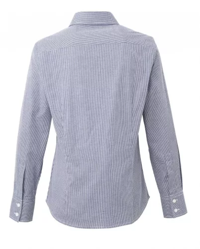 Premier PR320 WOMEN'S LONG SLEEVE GINGHAM MICROCHECK SHIRT L