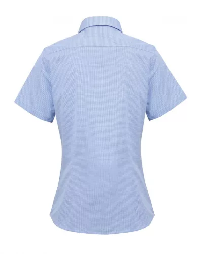 Premier PR321 WOMEN'S SHORT SLEEVE GINGHAM MICROCHECK SHIRT 2XL