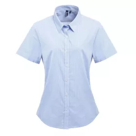   Premier PR321 WOMEN'S SHORT SLEEVE GINGHAM MICROCHECK SHIRT L