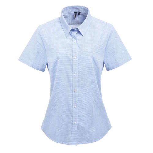 Premier PR321 WOMEN'S SHORT SLEEVE GINGHAM MICROCHECK SHIRT L