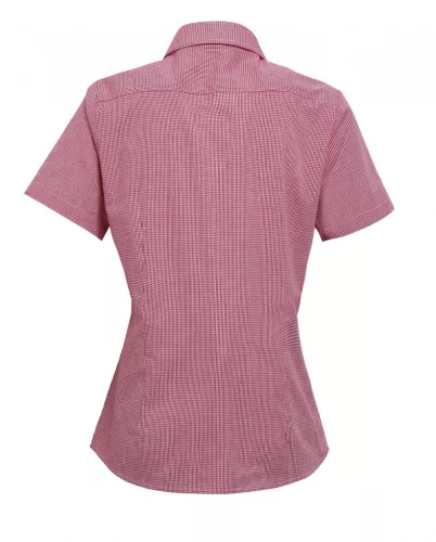 Premier PR321 WOMEN'S SHORT SLEEVE GINGHAM MICROCHECK SHIRT XS