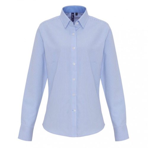 Premier PR338 WOMEN'S COTTON RICH OXFORD STRIPES SHIRT M