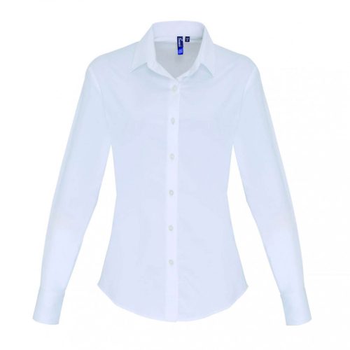 Premier PR344 WOMEN'S STRETCH-FIT COTTON POPLIN LONG SLEEVE SHIRT XS
