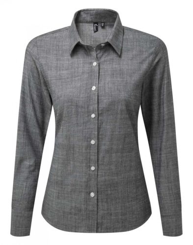 Premier PR345 WOMEN'S COTTON SLUB CHAMBRAY LONG SLEEVE SHIRT XS