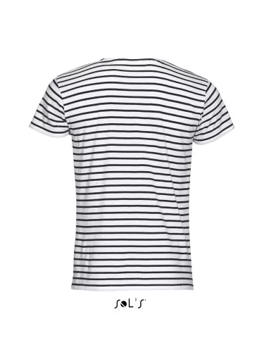 SOL'S SO01398 Miles férfi környakú csíkos póló - White/Navy