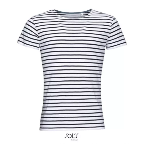 SOL'S SO01398 Miles férfi környakú csíkos póló - White/Navy