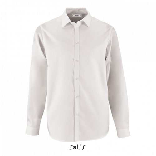 SOL'S SO02102 Brody men férfi pamut halszálkás mintás ing - White