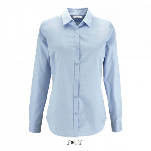 SOL'S SO02103 Brody women női pamut halszálkás mintás ing - Sky Blue 