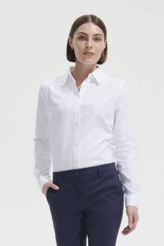 SOL'S SO02103 Brody women női pamut halszálkás mintás ing - White 