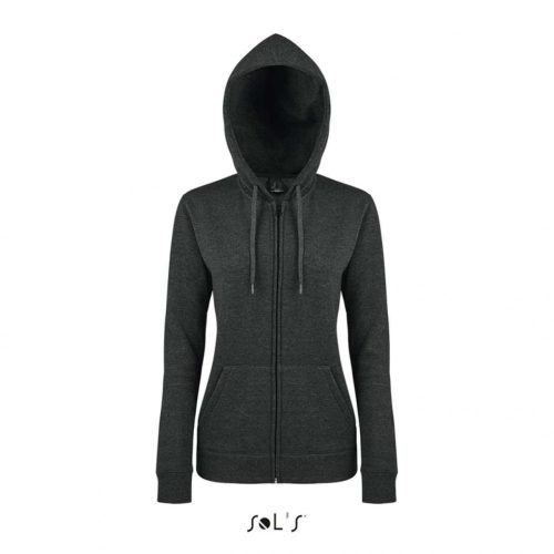 SOL'S SO47900 Seven női cipzáros kapucnis pulóver - Charcoal Melange 