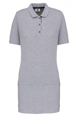 Designed To Work WK209 női rövidújjú hoszított pólóing - Oxford Grey/Navy