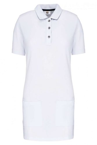 Designed To Work WK209 női rövidújjú hoszított pólóing - White/Navy