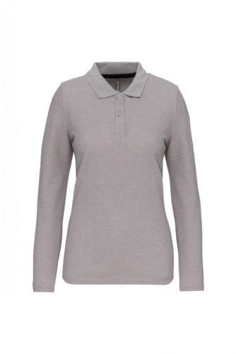 Designed To Work WK277 női hosszú ujjú galléros póló - Oxford Grey