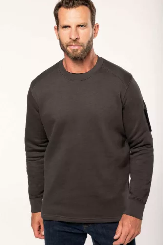 Designed To Work WK4001 Set-in sleeve pamut unisex pulóver - Dark Grey