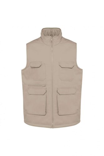 Designed To Work WK607 uniszex párnázott többzsebes mellény - Beige