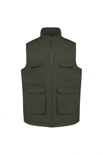 Designed To Work WK607 uniszex párnázott többzsebes mellény - Dark Khaki