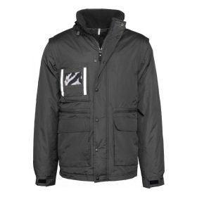   Designed to Work WK6106 Parka fényvisszaverős lecsatolható ujjú munkavédelmi kabát - Black