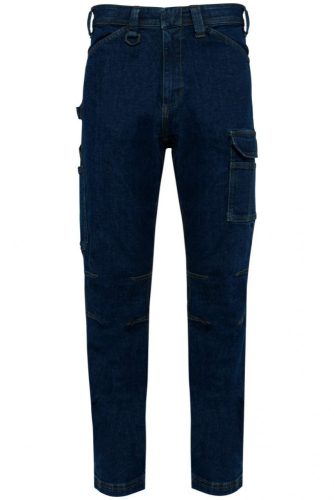 Designed To Work WK705 férfi többzsebes farmer munkásnadrág - Blue Rinse